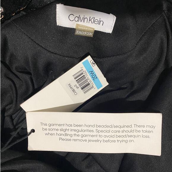 NWT CALVIN KLEIN DRESS 20W BLACK GOLD SEQUINS VELVET HOLIDAYS FESTIVE - Picture 3 of 15